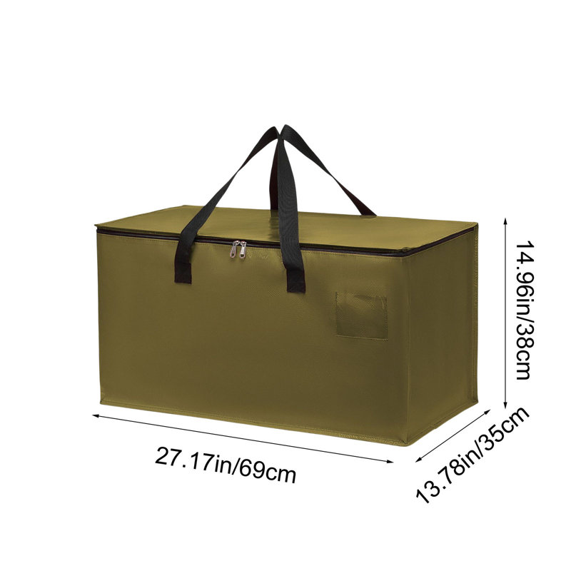  Paquet de 4 grands bacs de rangement avec couvercles, organisateurs de rangement robustes et rangement, sacs de rangement pliables pour vêtements, contenants de rangement pour couverture, édredon, oreiller, literie (vert armée, paquet de 4)