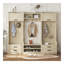 Portemanteau amovible 4 en 1 avec rangement et 7 crochets, portemanteau multifonctionnel avec tiroirs de rangement et armoire, banc à chaussures beige antique pour le vestibule