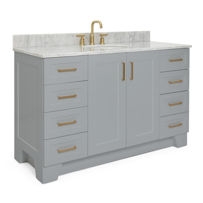 ARIEL TAYLOR 49 IN SINGLE RECTANGLE SINK VANITY, Oval, Gray, 54"