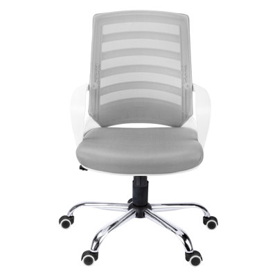 Ergonomic Office Chair For Use, Adjustable Height And Tilt, Swivel, , Grey Mesh, Metal Base Computer With Seat , Metal, Contemporary