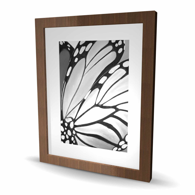Ailes de monarque - gros plan, reproduction encadrée blanche pour décor, Brun, H 20 po x l 16 po