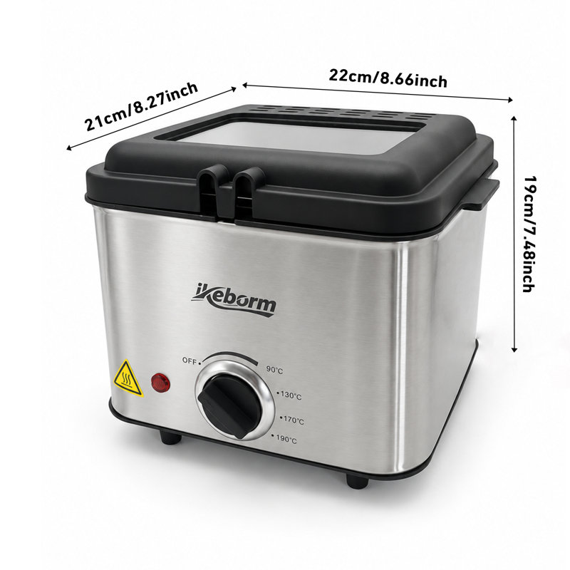 ANJUANK 2 Basket Cool Touch Deep Fryer Deep Fryer with Timer