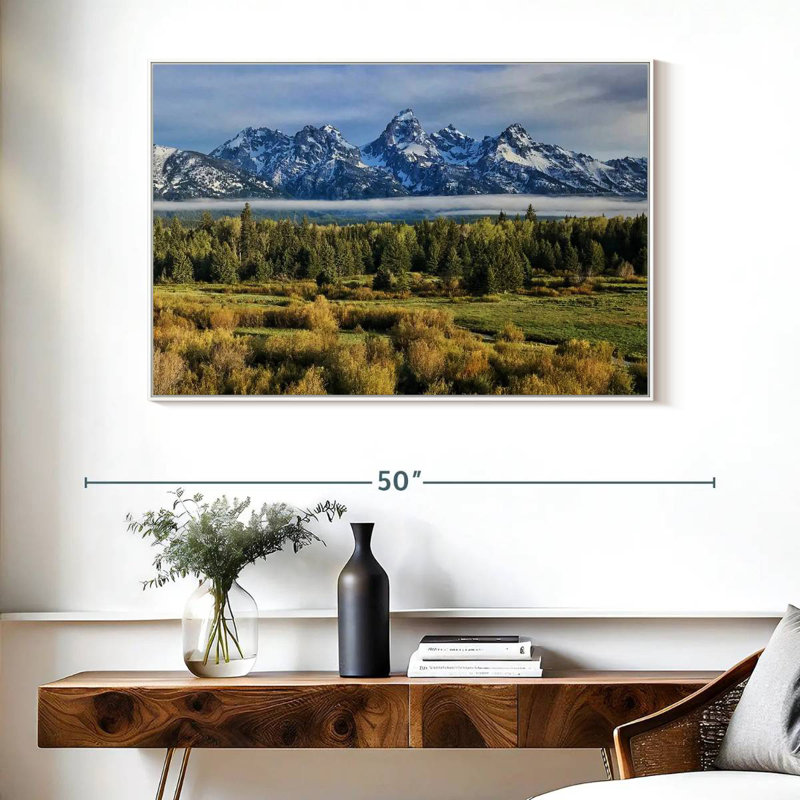 Grand Teton Sierras, Cadre flottant blanc, 40 po x 27 po
