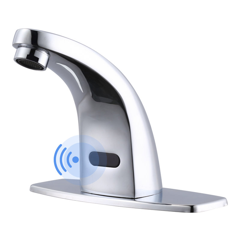 Automatic Sensor Bathroom Faucets Touchless Centerset Bathroom Faucet with Cover Plate, Chrome