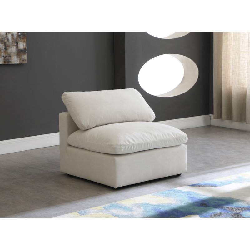 Canapé modulaire en velours 35 po Atixhe, Velours crème