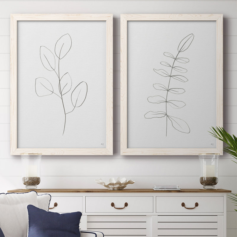 Toile encadrée Botanical Gesture III-Premium - prête à être accrochée, Blanc, H 27,5 po x l 75 po x P 1,5 po