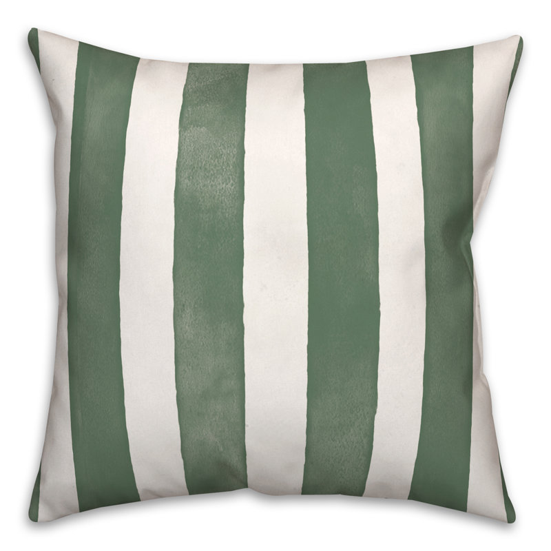 Housse et insert de coussin carré extérieur Watercolor Stripe 4, 18 po x 18 po, Vert