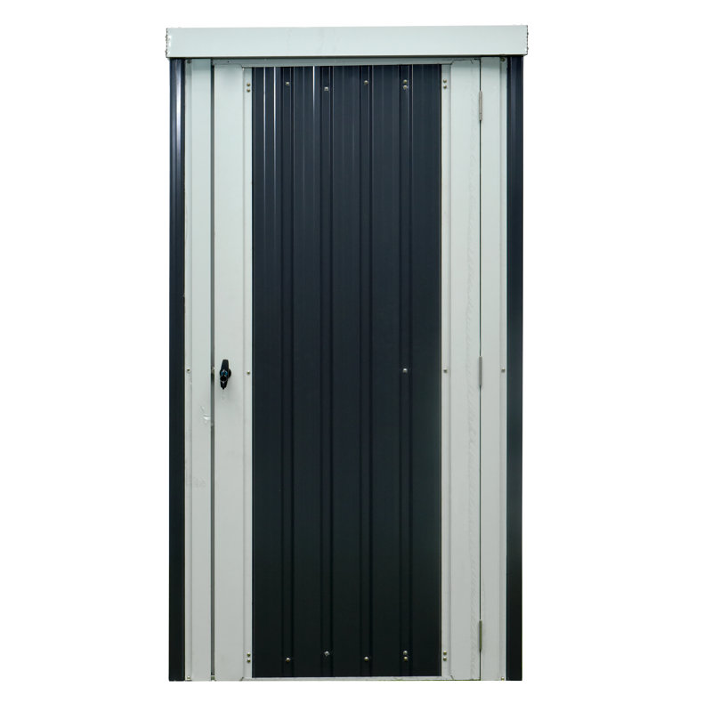 Hanover Dark Gray and White Galvanized Steel Patio Storage Shed