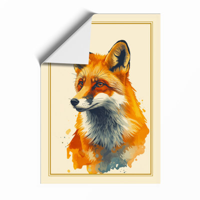 Fox in Watercolour Japandi - Framed Print