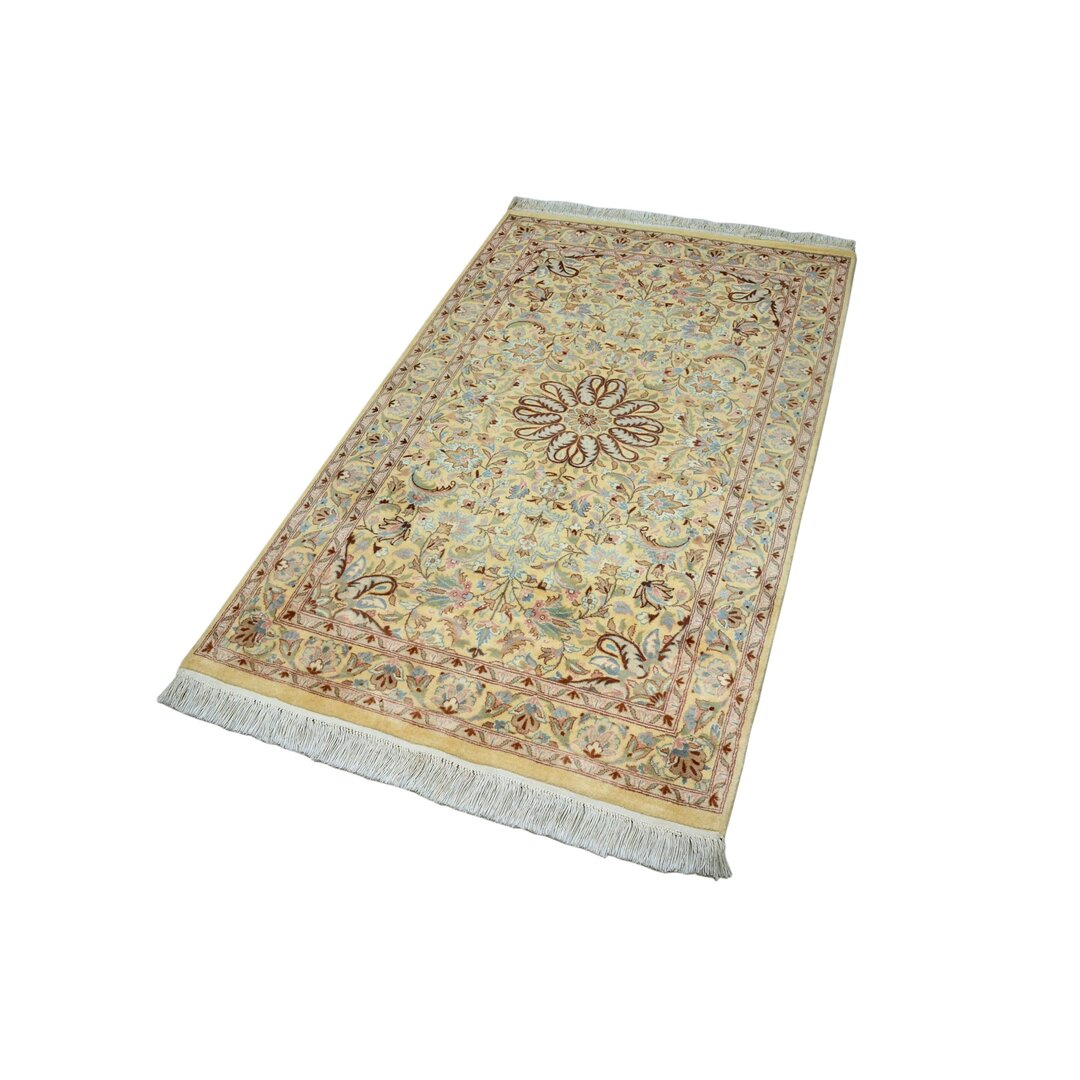 Handgefertigter Teppich Vice Isfahan in Beige/Schwarz