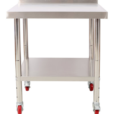 30 X 24 35-1/2 Inch Heavy Duty 440Lbs Load Stainless Steel Worktable With Backsplash, Adjustable Shelf And 4 For Garage Workspace Capacity Prep Table Undershelf Restaurant Prepping