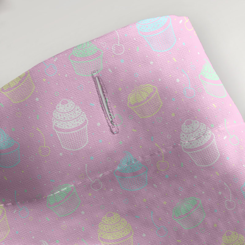 Rideau simple à Sower classique cupcake, Vert / mauve / rose