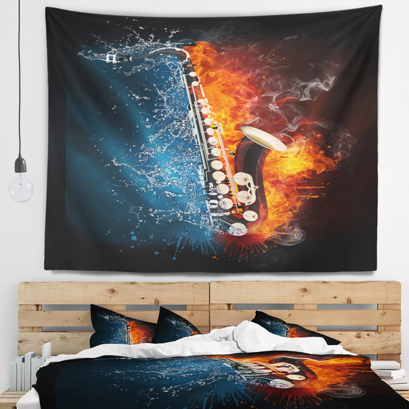 Musique tapisserie de saxophone, H 50 po x l 60 po