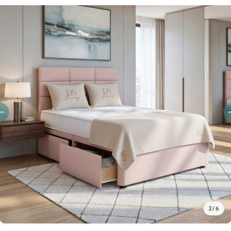 Alexzis Upholstered Bed, Super King, Pink