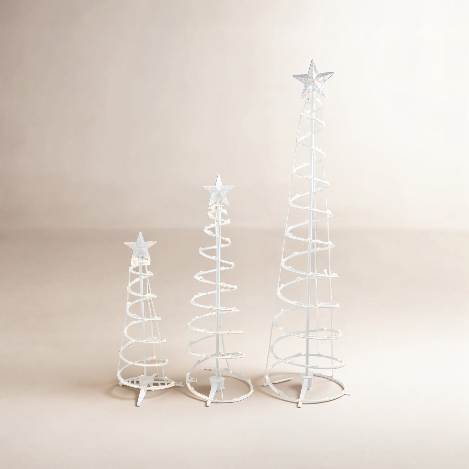 3-Piece LED Lighted Spiral Cone Tree Set