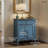 Rustic Cottage Accent Cabinet w/1 Drawer & 2 Doors; Red Antique Farmhouse Style Shelf & Square Turned Legs; Pine/Acacia Hardwood for Living Room; Solid, Natural Finish, Blue-1220801512