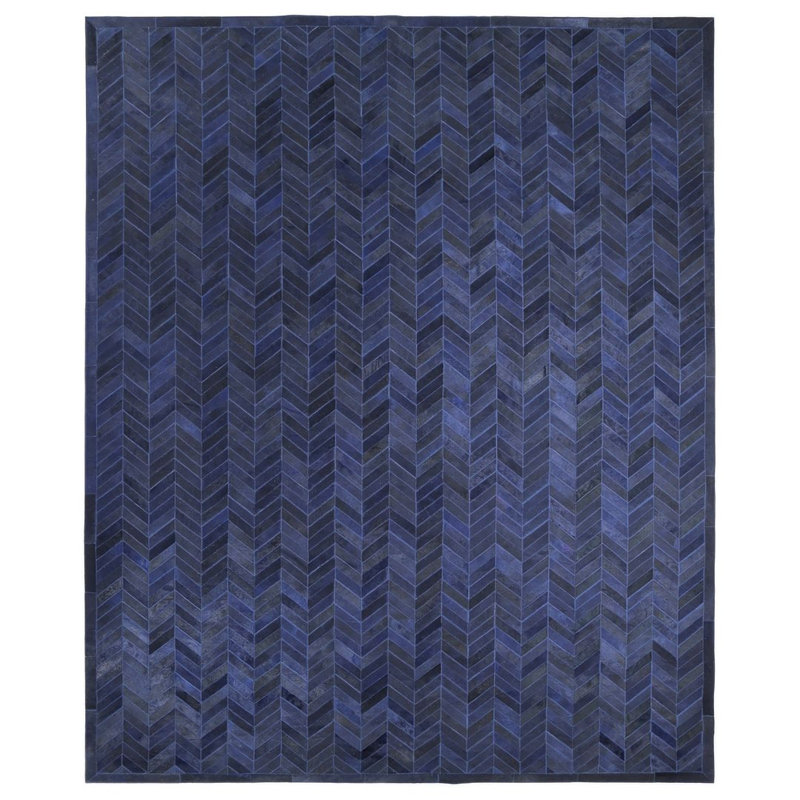 Tapis en cuir de vache Azikiwe, Rectangle 5 pi x 8 pi, Marine