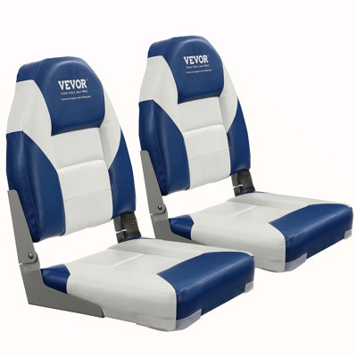 Boat Seats, 21.85" High Back Boat Seat, Folding Boat Chair With Thickened Sponge Padding And Hinge, Fold-Down Boat Captain Chairs For Fishing Boat, Sightseeing Boat, Speedboat, Canoe, 2-Pack