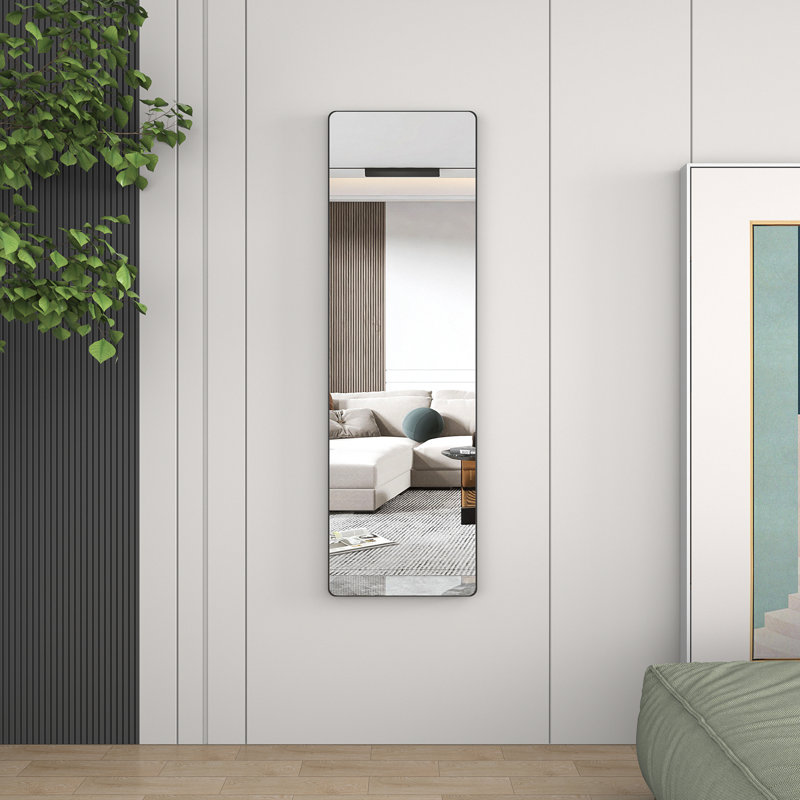 Takeo Metal Rectangle Mirror, 39.4" x 11.8", Black