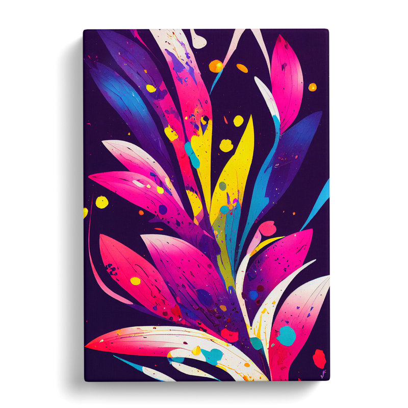 Paint Splash Flowers No.1 Abstract - Wrapped Canvas, 60cm H x 40cm W x 3cm D