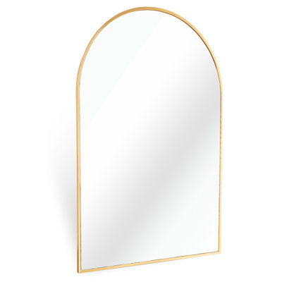 20X30 Inch Gold Metal Framed Arched Bathroom Wall Mirror - , Shatterproof, Easy Setup Aluminum Frame, No Glass