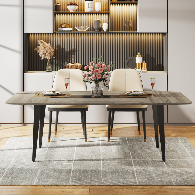 Metal Base Dining Table, Gray