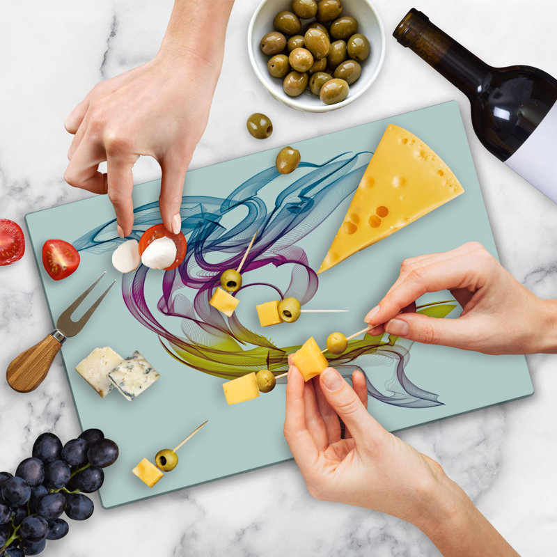 Ambesonne Abstract Art Cutting Board Large Size Aquatic Dolphin Multicolor
