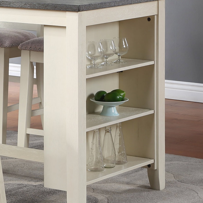Ensemble de salle à manger à hauteur de comptoir 5 pièces avec tablettes de rangement et chaises hautes Modern Modern Contemporary