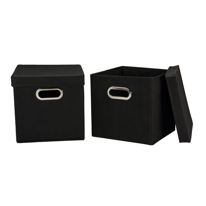 6 ct Open Fabric Cube Storage Bins, Gray, Black