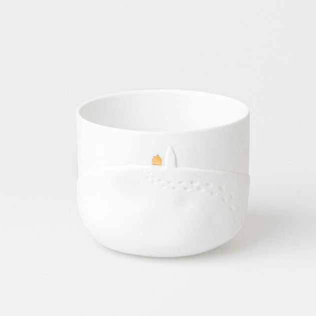 Snowy Day Landscape Porcelain Tealight Holder - Snowflakes
