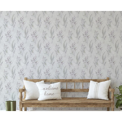 Fresco Jasmin Botanical Floral Mauve Wallpaper