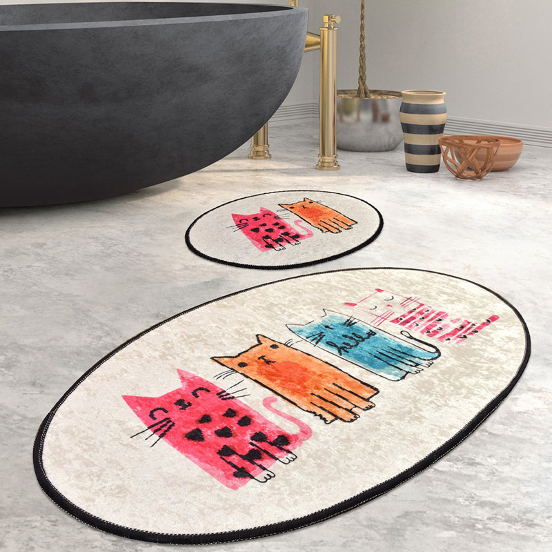 Antibacterial Bathmat Set (2 Pieces), 100% Polyester, 19.7 x 23.6 inches & 23.6 x 39.4 inches | Non-Slip Underside, Pile Height: 0.4 inches | Machine Washable, Soft and Durable, Ideal for Bathroom Safety & Comfort