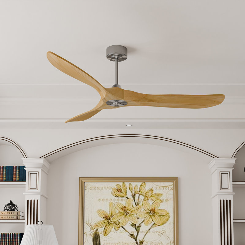 60" 3-Blade Standard Ceiling Fan with Remote Control, Light Wood