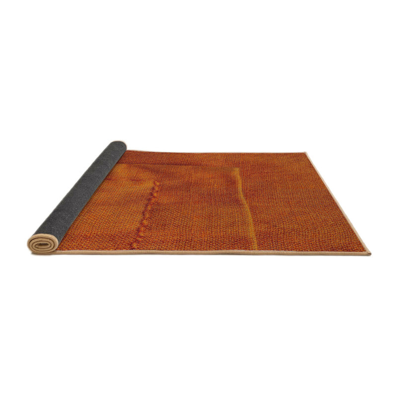 Tapis de zone orange foncé à motifs, Rond 6 pi