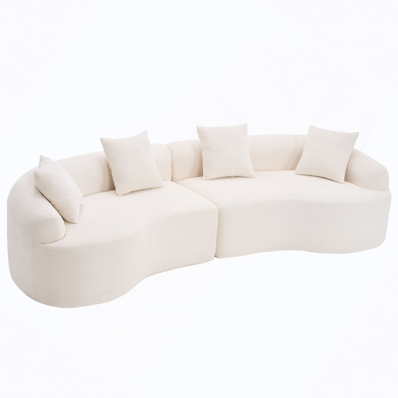 Canapé courbé sans os, canapé modulaire à compression de haute densité de 110 po, canapé-lit pour salon, salon, appartement, chenille