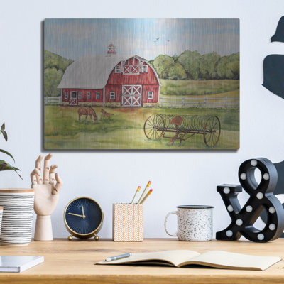 'Rural Red Barn C' by Jean Plout Metal Wall Art
