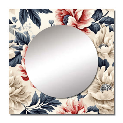 Vintage Farmhouse Damask - Floral Square Mirror For Wall Art Decor