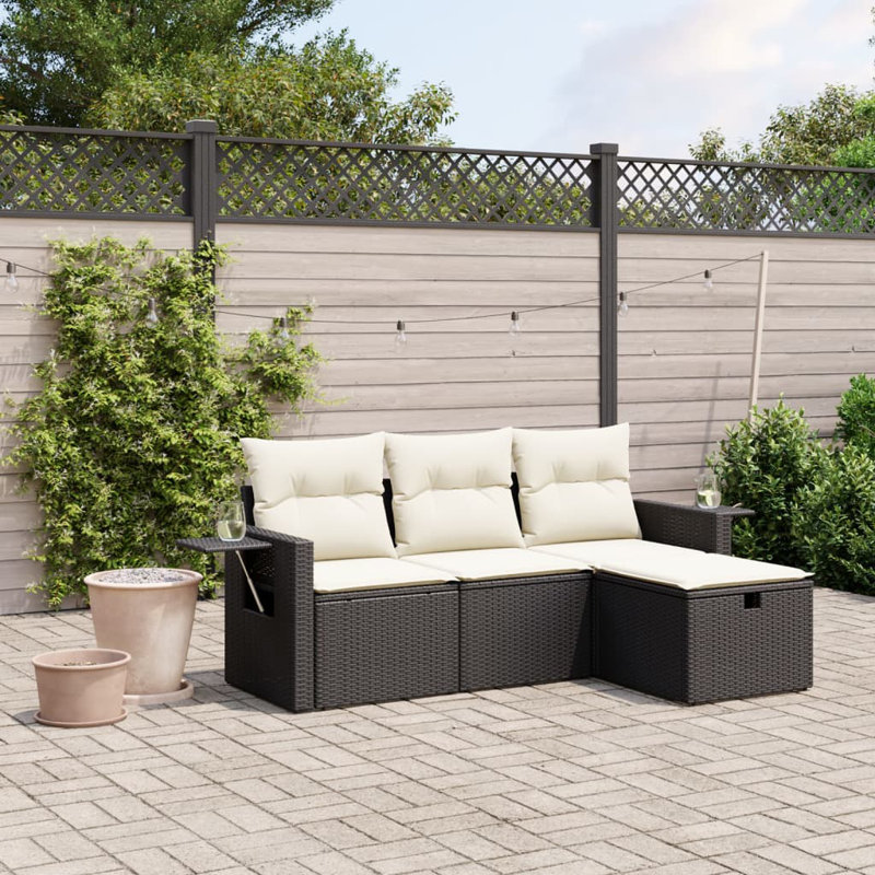 Ensemble de canapé de jardin en acier thermolaqué noir 4 pièces Vidaxl