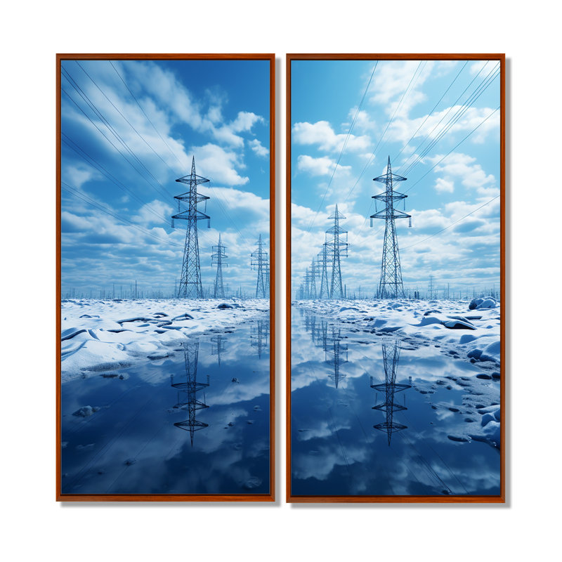 Lignes électriques - Horizons électriques I - Grandes impressions sur toile, 40" H x 40" W, Brown