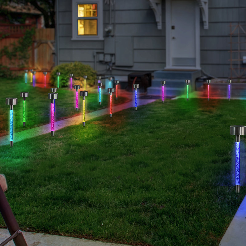 Solar Color Changing LED Bubble Garden Stakes, Set of 4