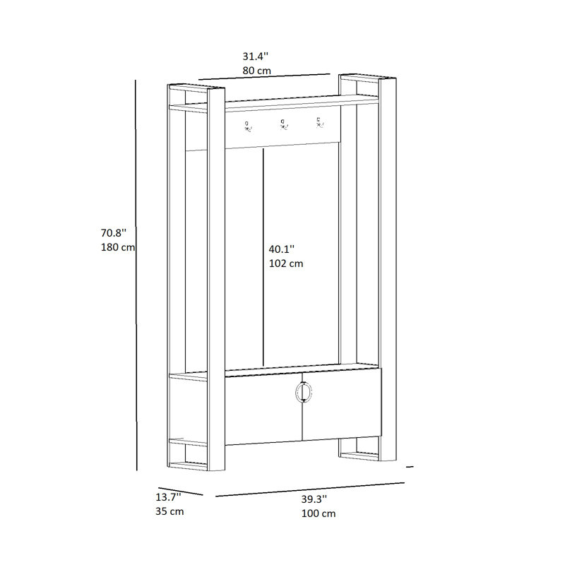 Coat Rack With Bench And Cabinet Flumen 