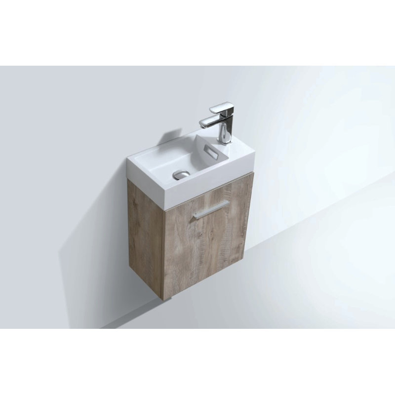 Ensemble de meuble-lavabo simple mural de 18 po Tenafly, Bois naturel