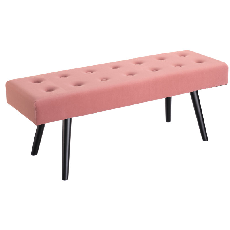 Florrie Velvet Upholstered Bench, Pink