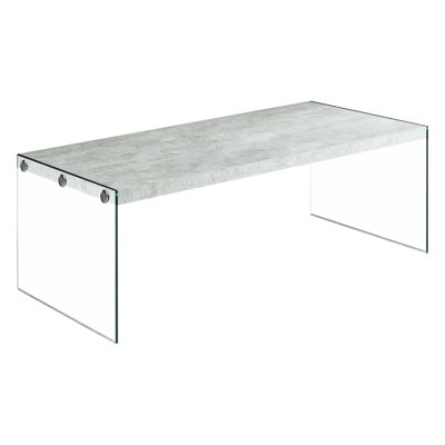 44"L Grey Coffee Table With Tempered Glass, Creating A Modern Ambiance Rectangular Finish And Glass