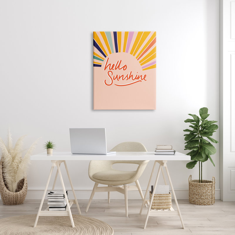 Hello Sunshine - art textuel sur toile, Toile tendue, H 40 po x l 30 po
