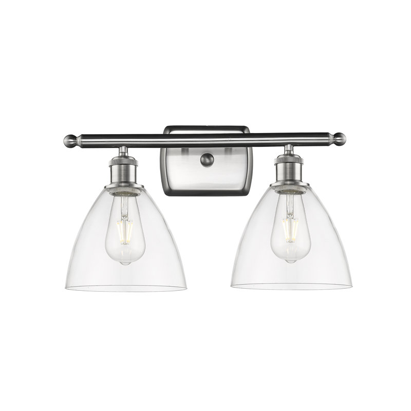 Éclairage pour meuble-lavabo 2 lumières Shauna, DEL, Transparent, Nickel satiné brossé