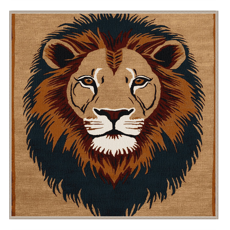  Tapis lavable à gros chats lion Masai, Carré 3 pi