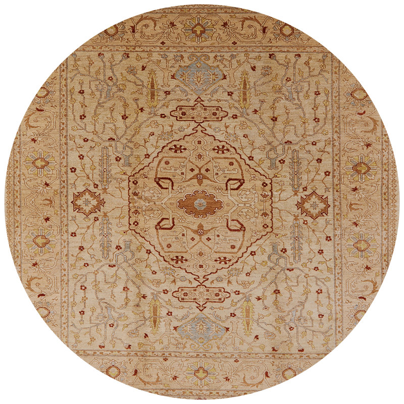 Tapis oriental beige, Rond 7 pi