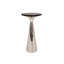 Table d'appoint argentée avec plateau en marbre noir | Table de bout décorative moderne | Base en métal | Table d'appoint pour le salon | 12 x 12 x 25,5 po