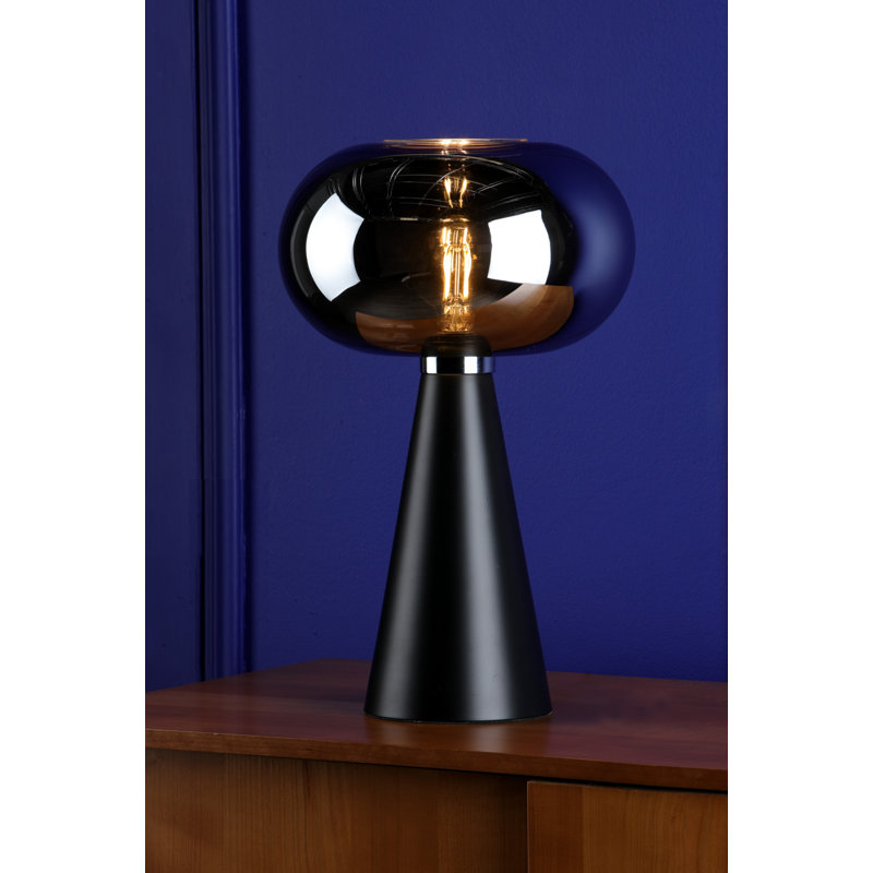 Jensen Table Lamp Smoked Glass Satin Black